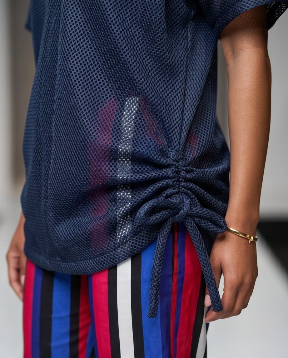 Vicky Knee length Mesh Top & Ankara Pant set