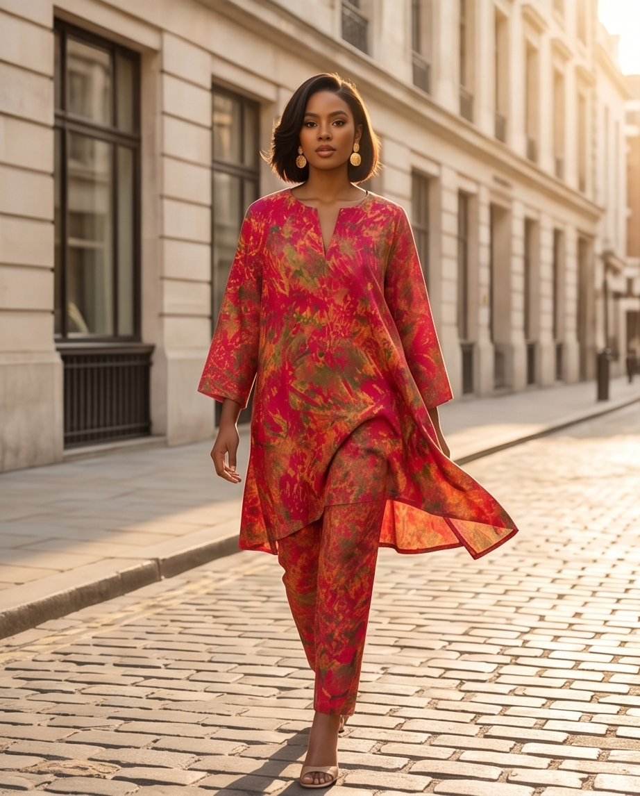 Ayo Knee length tunic top & Pant set